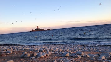 Plage, chaises longues