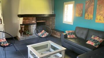 TV, fireplace, video games, DVD player