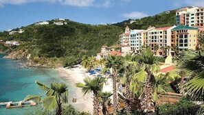 On the beach, sun-loungers, beach towels - Christmas week vacation villa on the waterfront. (st thomas)