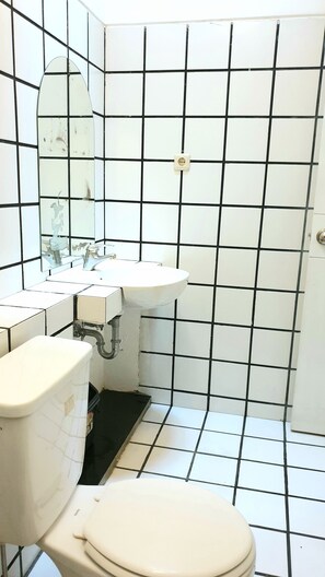 Shower, towels, soap, shampoo