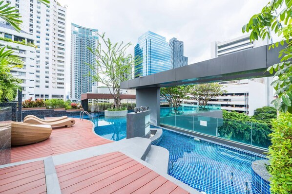 Outdoor pool, a rooftop pool