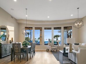 Smart TV, fireplace, DVD player, stereo