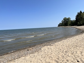 Beach nearby, sun loungers