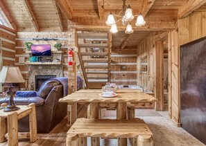 TV, fireplace, video games, DVD player