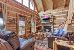 TV, fireplace, video games, DVD player