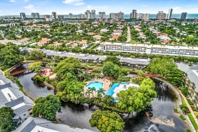 Spacious, waterfront condo with outdoor pool, tennis, & volleyball
