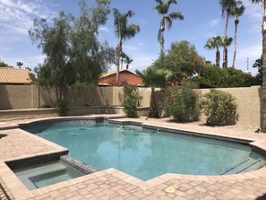 Outdoor pool - Large family home, prime location w/ private pool/spa, free WiFi/cable/Netflix! (Scottsdale)