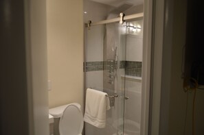 Hair dryer, towels, toilet paper