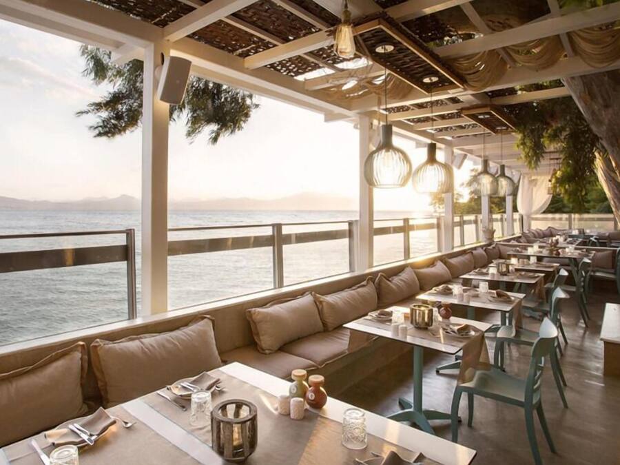 Breakfast, lunch, dinner served; Mediterranean cuisine, beach views
