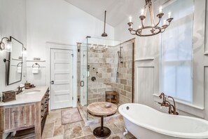 Bathtub, hair dryer, towels