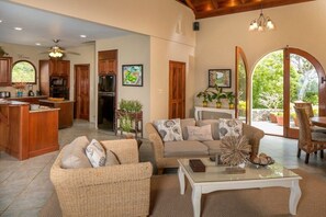 TV, fireplace, DVD player, foosball