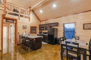 Fridge, microwave, oven, stovetop - Chapparal Lodge | Secluded Broken Bow Cabin with Hot Tub, Fire Pit, Grill & Pets (Broken Bow)