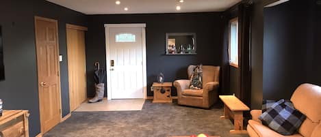 TV, DVD player, video library