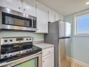 Fridge, microwave, oven, dishwasher