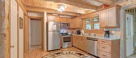 Fridge, microwave, oven, dishwasher