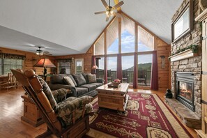 Smart TV, fireplace, DVD player, books