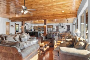 TV, fireplace, video games, DVD player