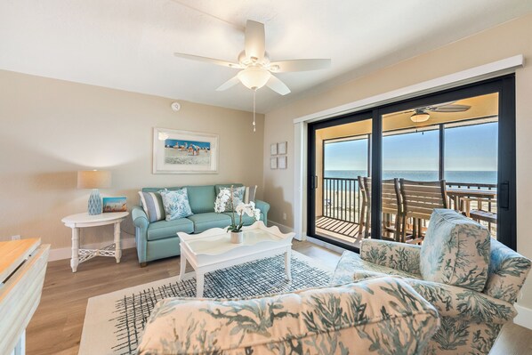 Flat-screen TV, offices - OCEAN'S REACH 3B4: 1-Bdrm, Top-Floor/Corner Unit, Gorgeous Views! (Sanibel Island)