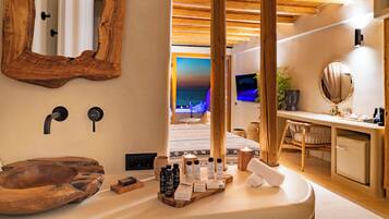 Suite, Private Pool (Cave) | Bathroom | Designer toiletries, hair dryer, slippers, towels