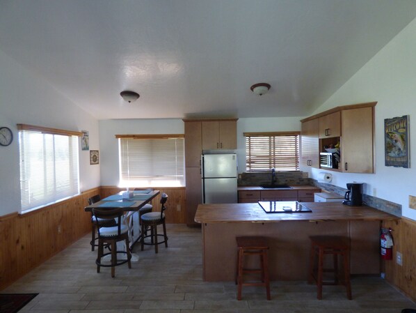 Fridge, microwave, coffee/tea maker