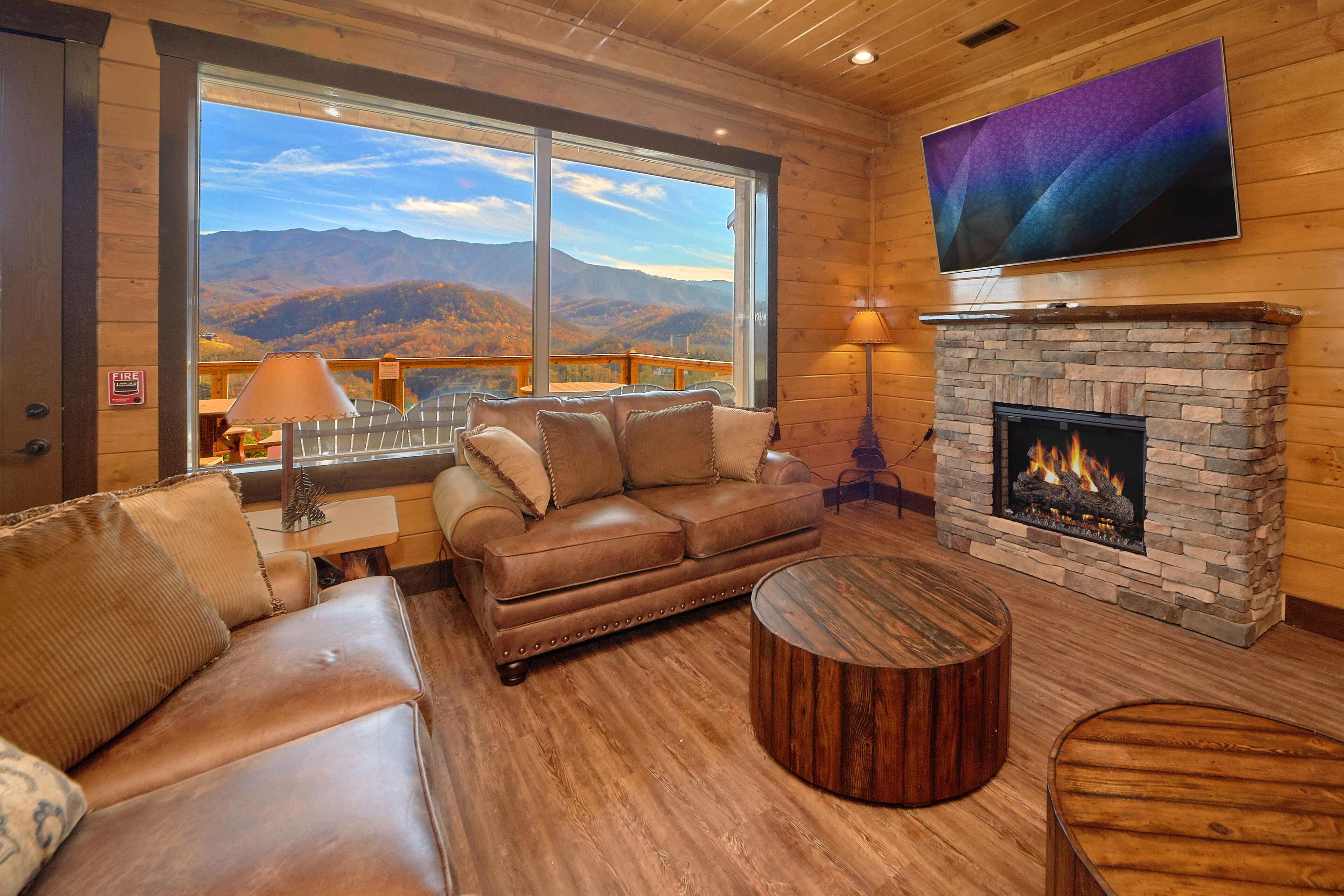 Una televisión, una chimenea, videojuegos, un reproductor de DVD