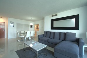 Living area - Beachfront Apt | Hollywood, 10th Floor + Pool (Hollywood)
