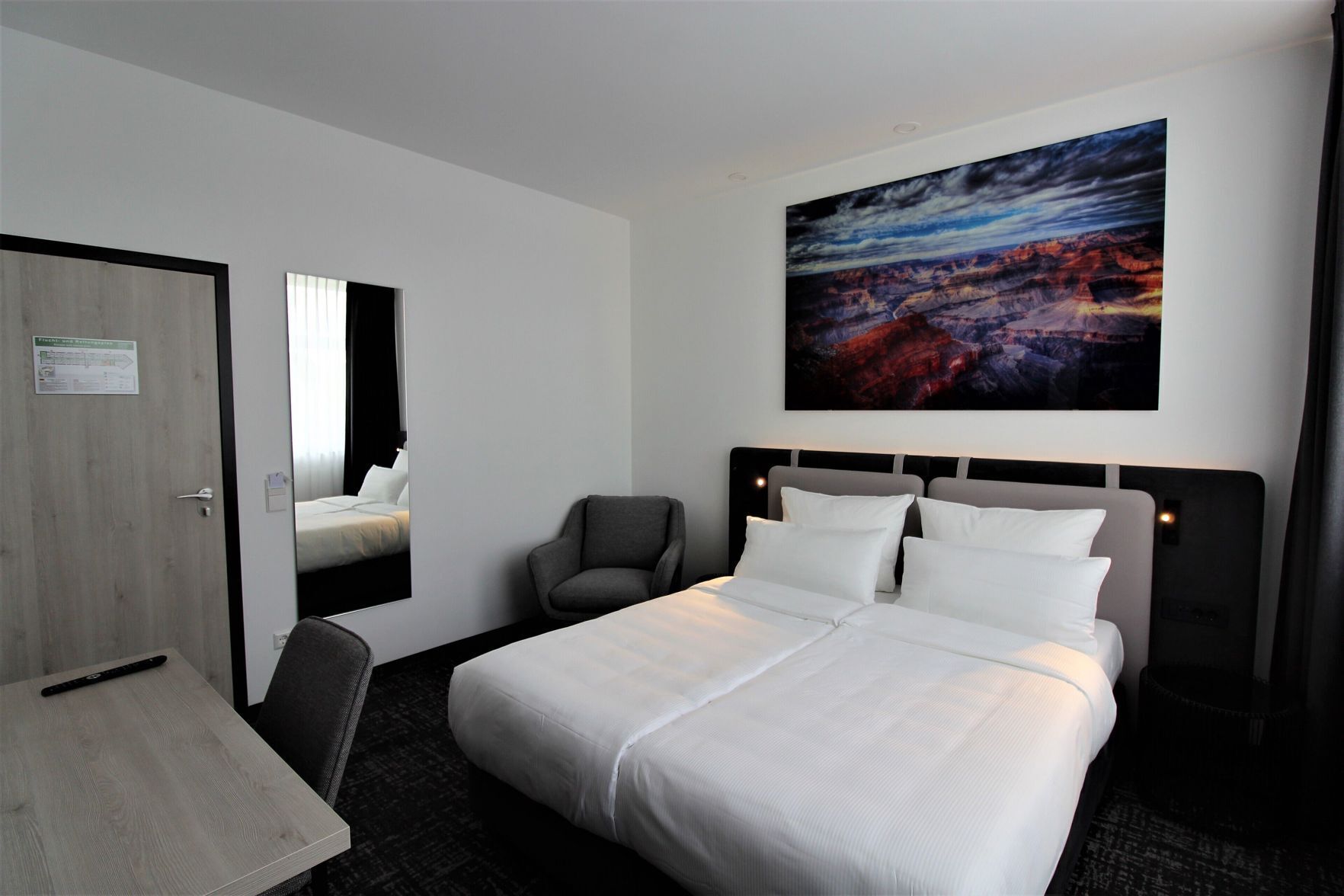 In-room safe, desk, laptop workspace, blackout curtains