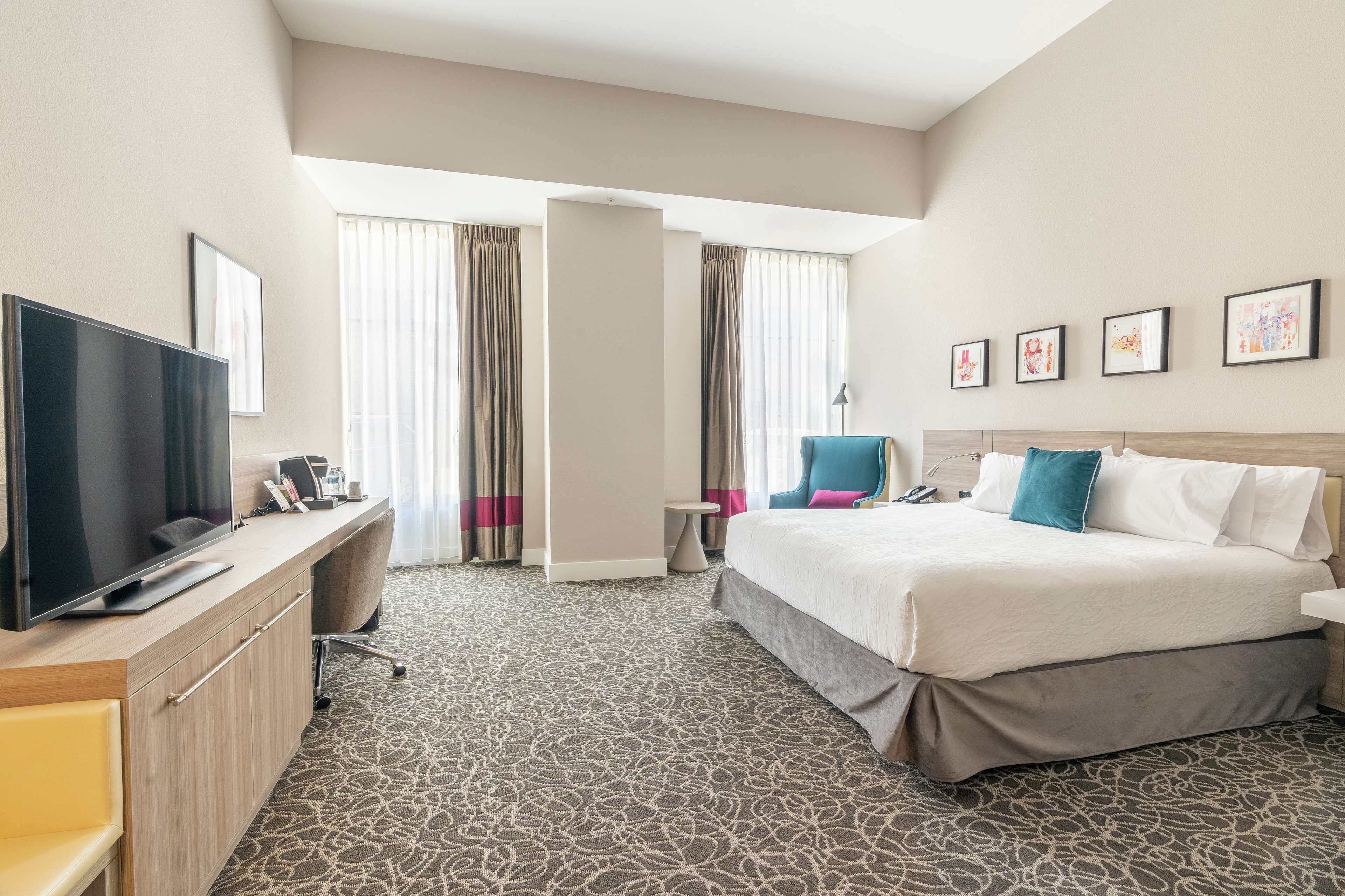 room, 1 king bed, accessible (3x3 shower) | 1 bedroom, desk, laptop workspace, blackout curtains