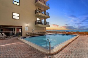 A heated pool - 🌅 Las Brisas #305 — Updated 3BR Gulf Front Condo with Balcony & Room for 10 (Madeira Beach)