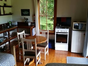 Fridge, microwave, oven, coffee/tea maker