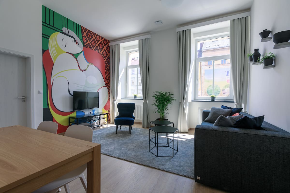 Family Apartment, 2 Bedrooms (3+kk) | Living area | 43-inch flat-screen TV with digital channels, Smart TV