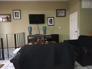 TV, DVD player, stereo