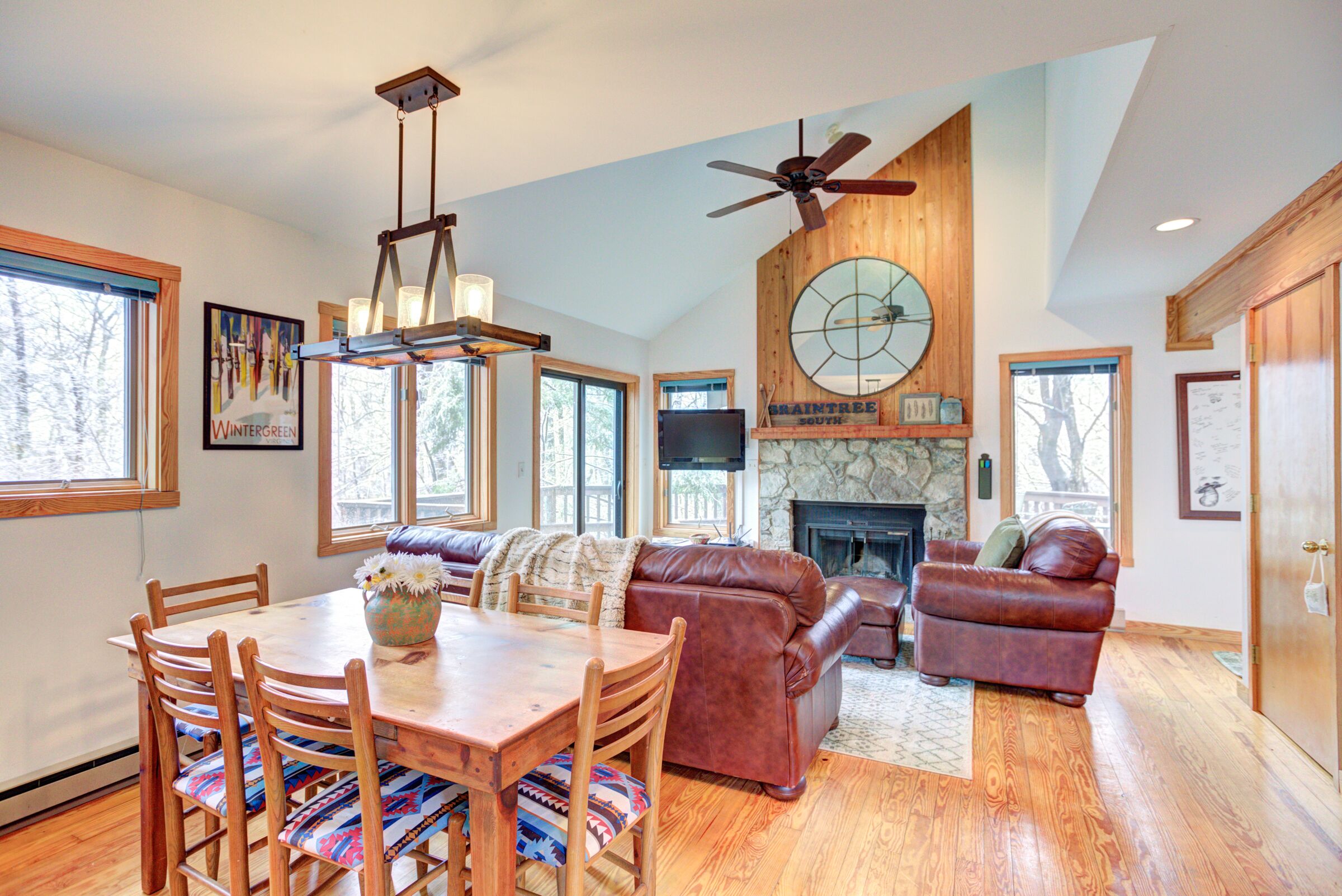 Smart TV, fireplace, video games, DVD player