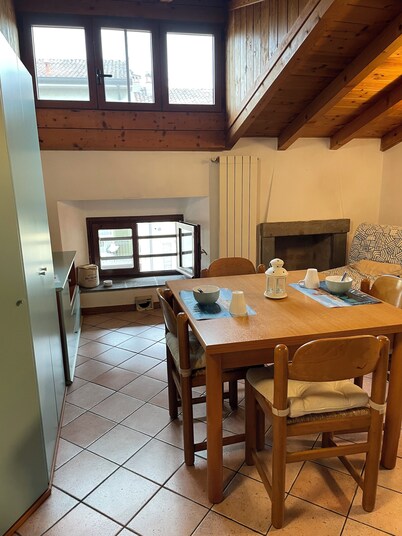 rustic apartment with fireplace