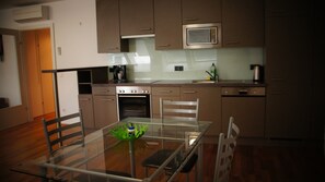 Deluxe Apartment | Private kitchen | Full-size fridge, microwave, oven, stovetop - Rooftop Apartment with Views. (Vienna)