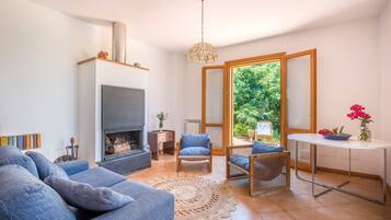 Televisión, chimenea