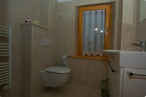 Secadora de cabello, toallas, jabón, papel de baño 