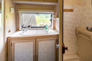 Shower, hair dryer, toilet paper