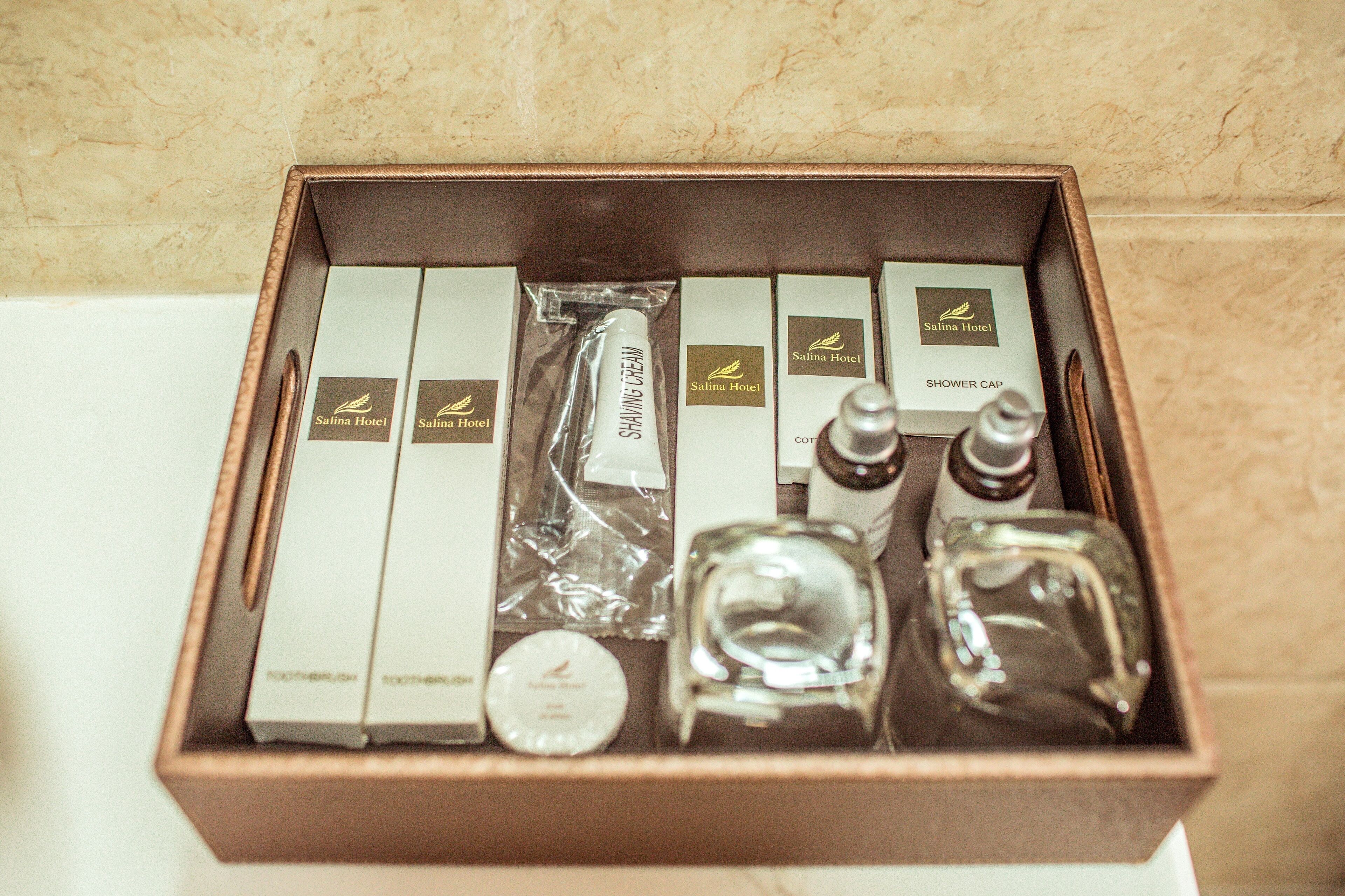 shower, free toiletries, slippers, towels