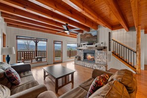 TV, fireplace, DVD player, foosball