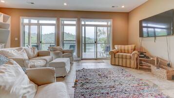 Télévision, cheminée, jeux vidéo, lecteur de DVD