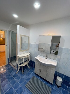 Shower, hair dryer, bidet, towels - “The Royal Gallery Loft” in Historical Palace - downtown  (Napoli)