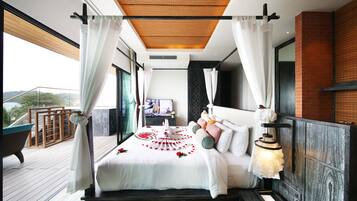 Jacuzzi pool suite honeymoon Sea view | Roupas de cama antialérgicas, frigobar (abastecido com itens grátis)