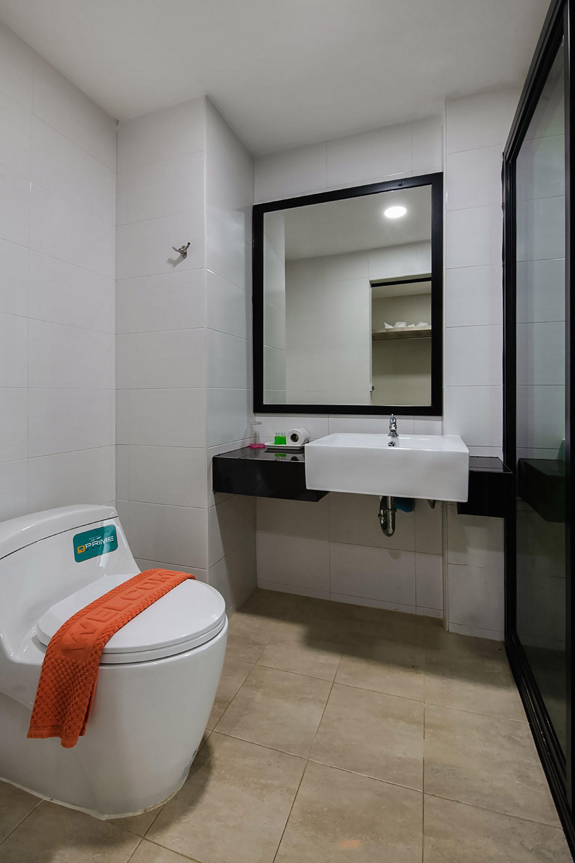 shower, towels, soap, shampoo