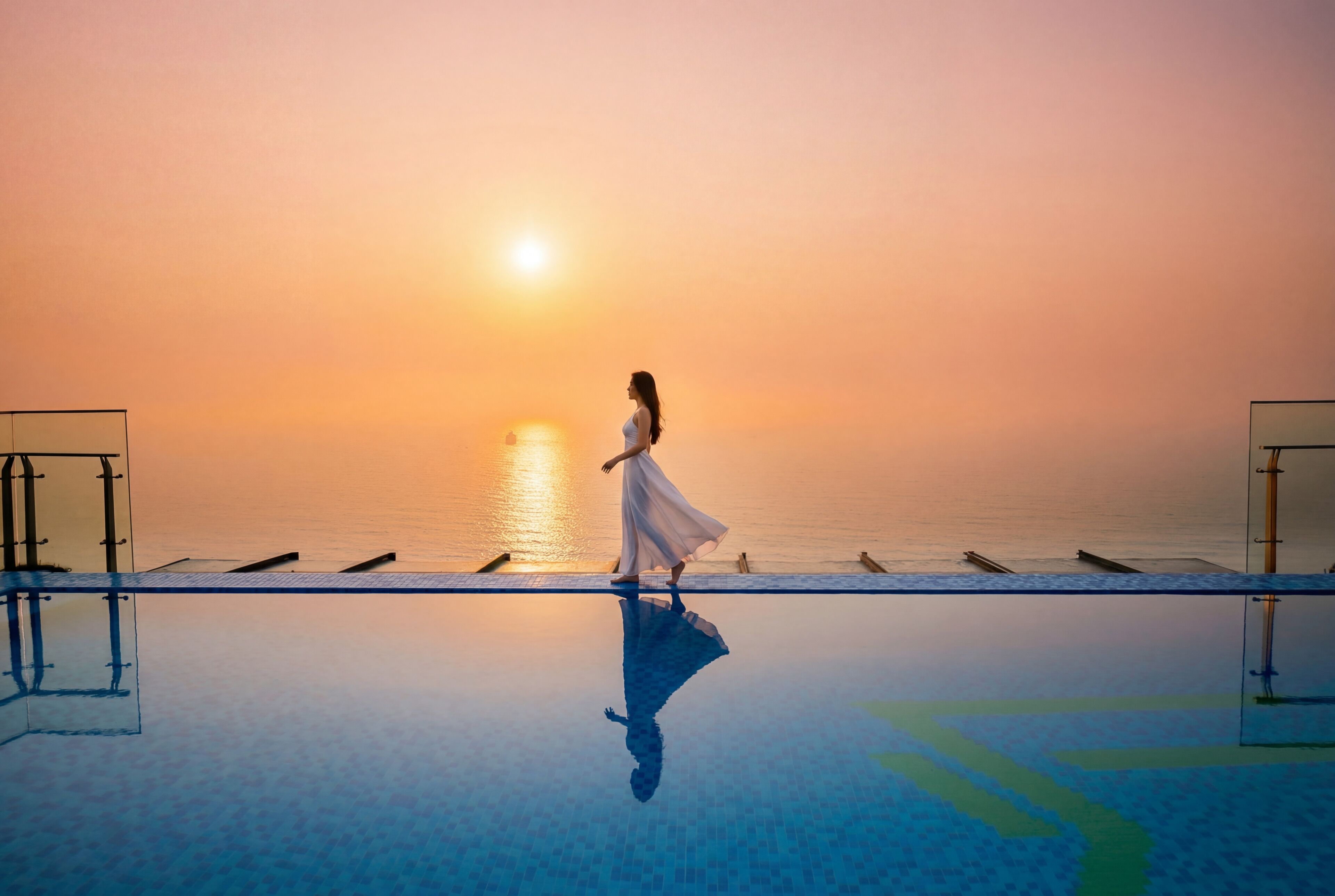 Outdoor pool, open 6:00 AM to 10:00 PM, pool umbrellas, sun loungers
