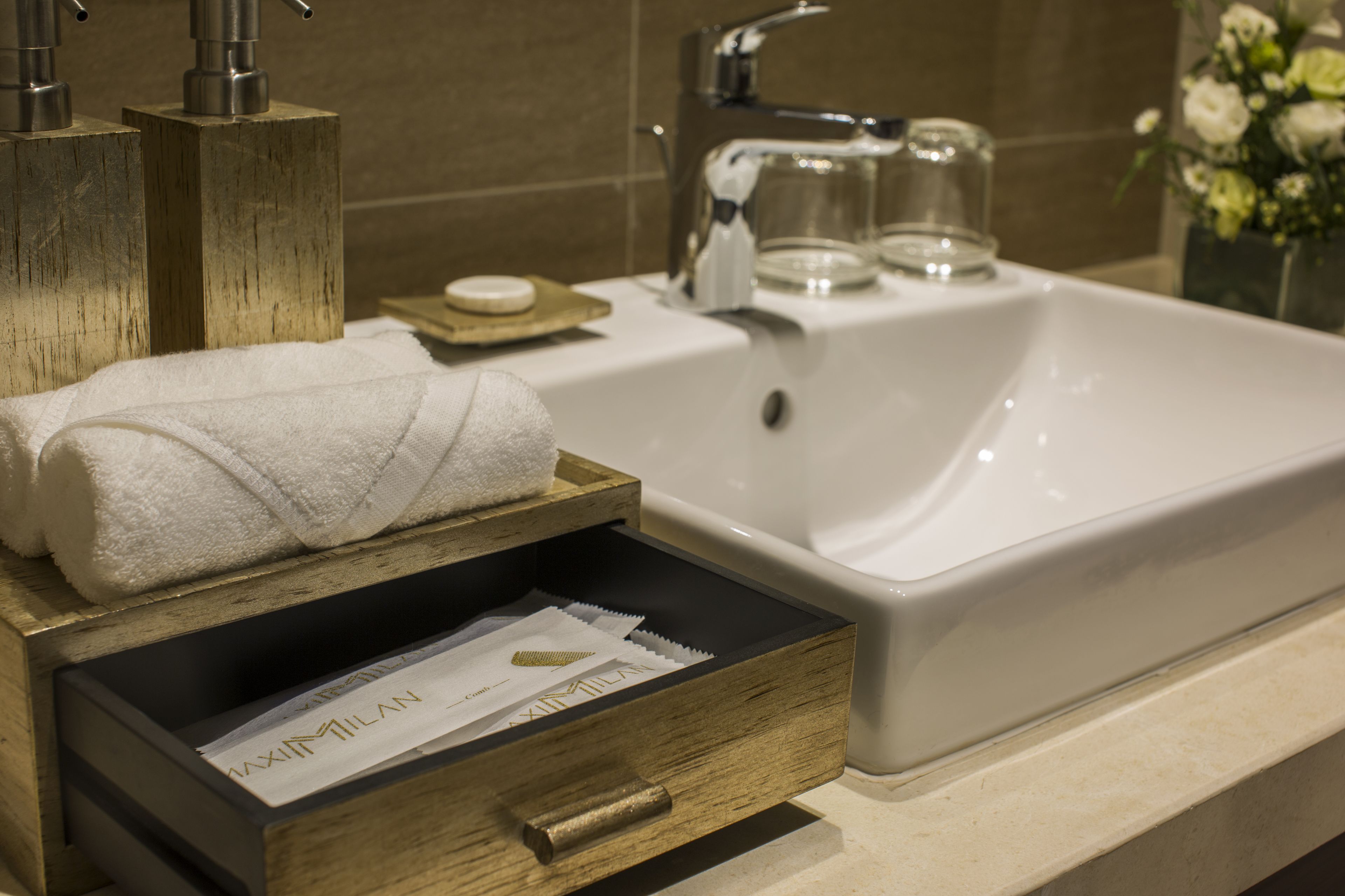 rainfall showerhead, free toiletries, hair dryer, bathrobes