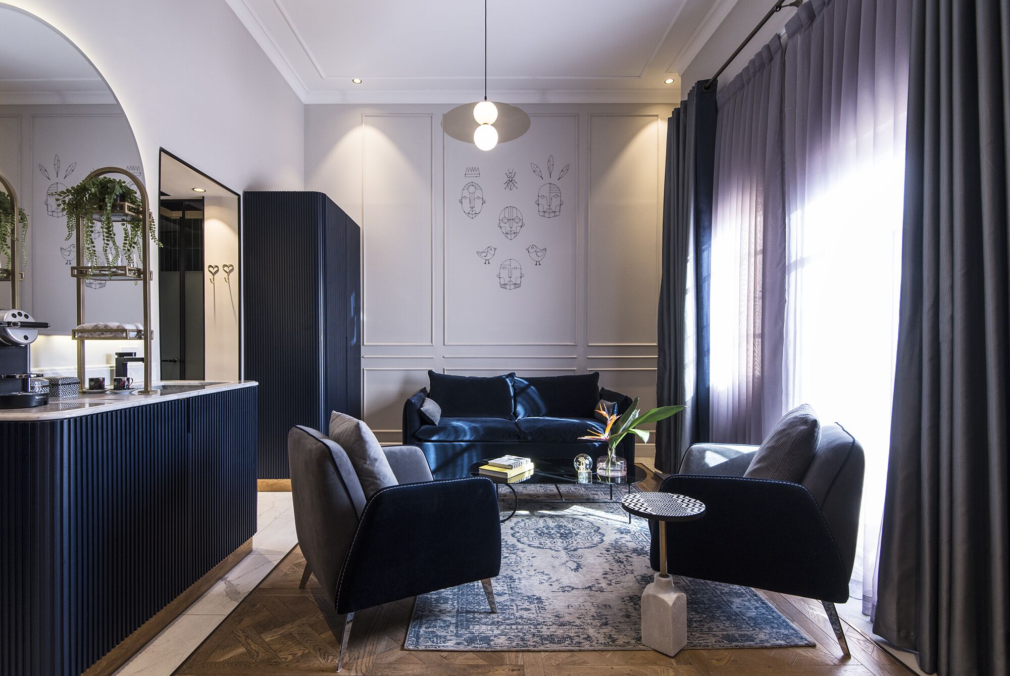 deluxe suite | living room | smart tv, first-run films, pay films