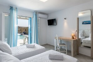 Villa, 3 Bedrooms, Private Pool, Sea View (Agapi) | Premium bedding, in-room safe, individually decorated - Wild View Mykonos (Mykonos)