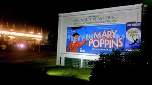 A billboard advertising the O'gunquit Playhouse with the Mary Poppins musical. - The Falls at Ogunquit Resort, Maine (Ogunquit)