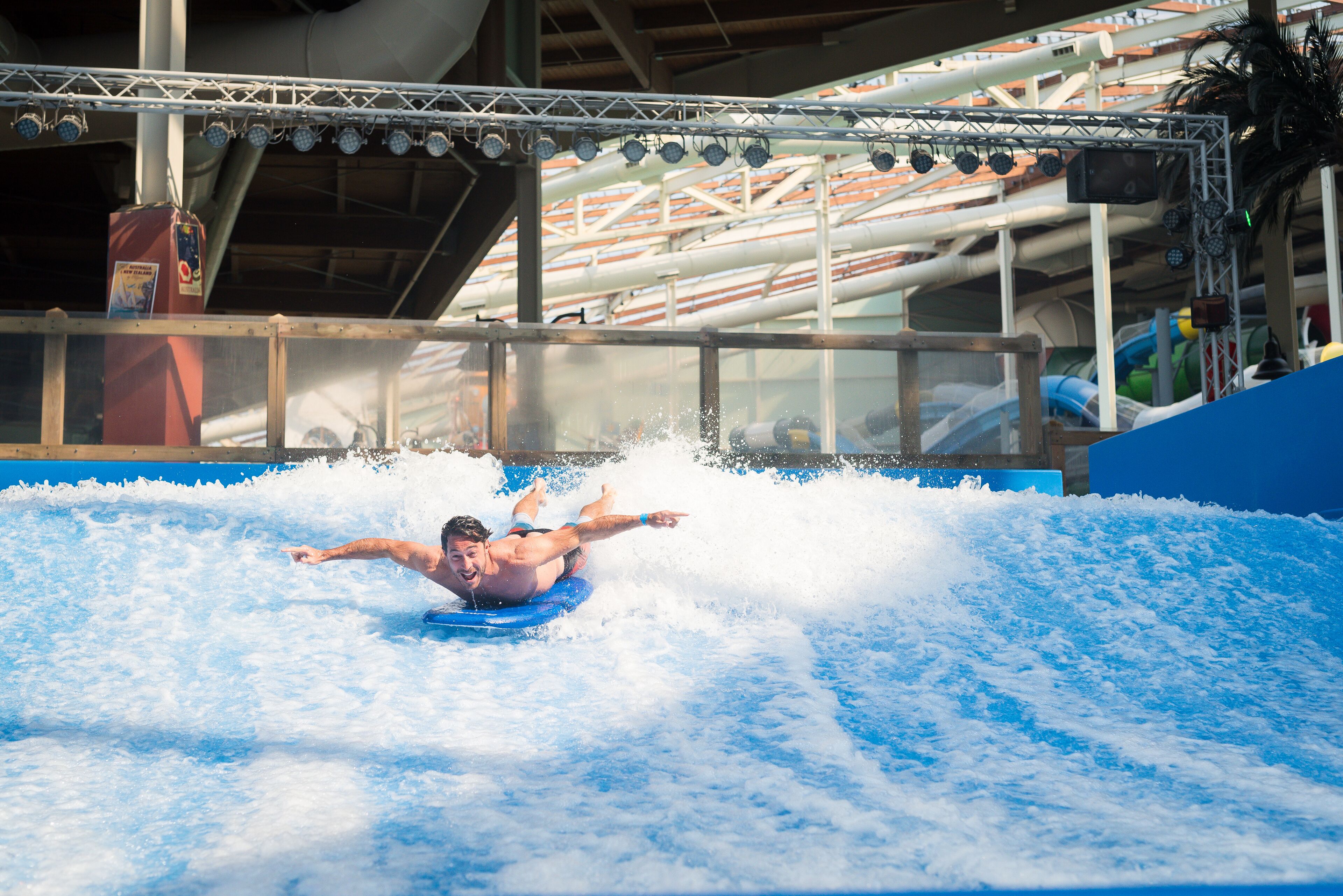 A water slide with a person at the bottom.
